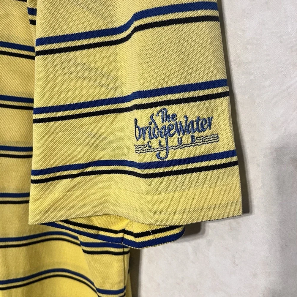 Polo Ralph Lauren Polo Golf Shirt Men XL Yellow Short Sleeve Blue‎ Striped